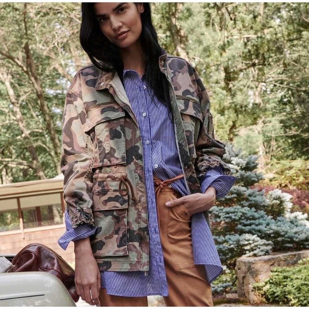 Veronica Beard Sumner Anorak womens Size Large Camo Green Good Utility Jacket
